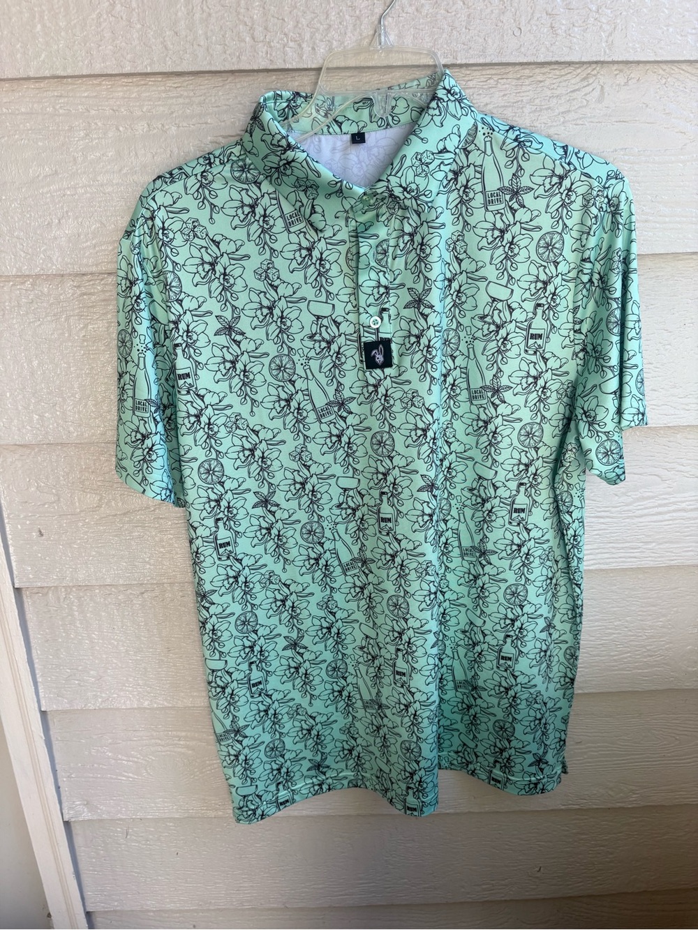 Mint Green Floral Polo Shirt